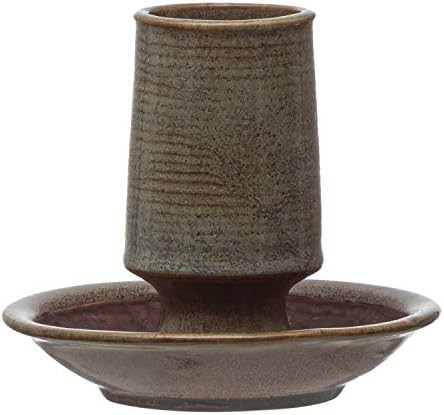 Creative Co-Op Stoneware Striker Plate, Reactive Glaze, Grey (Each One Will Vary) Match Holder | Amazon (US)