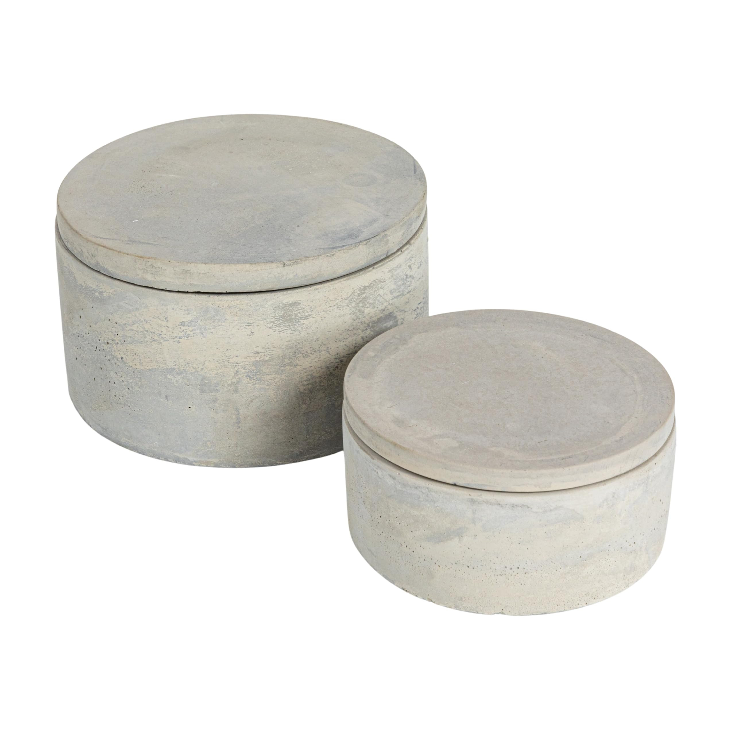 Bloomingville A75500081 Set of 2 Grey Round Decorative Cement Lids Boxes | Amazon (US)