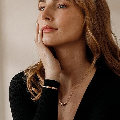 16K Gold Your Name Bar Bracelet - Personalized gift Gold Plated bar Delicate Hand Stamp Best brid... | Amazon (US)