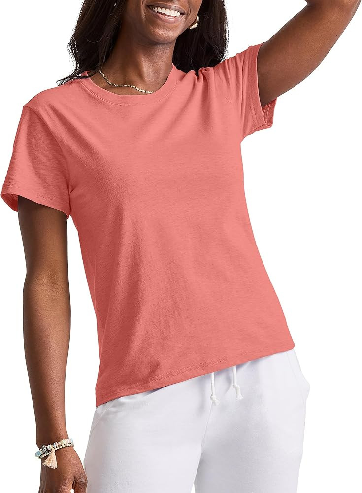 Hanes Originals Tri-Blend, Curved-Hem Tee, Classic Crewneck T-Shirt for Women, Plus | Amazon (US)