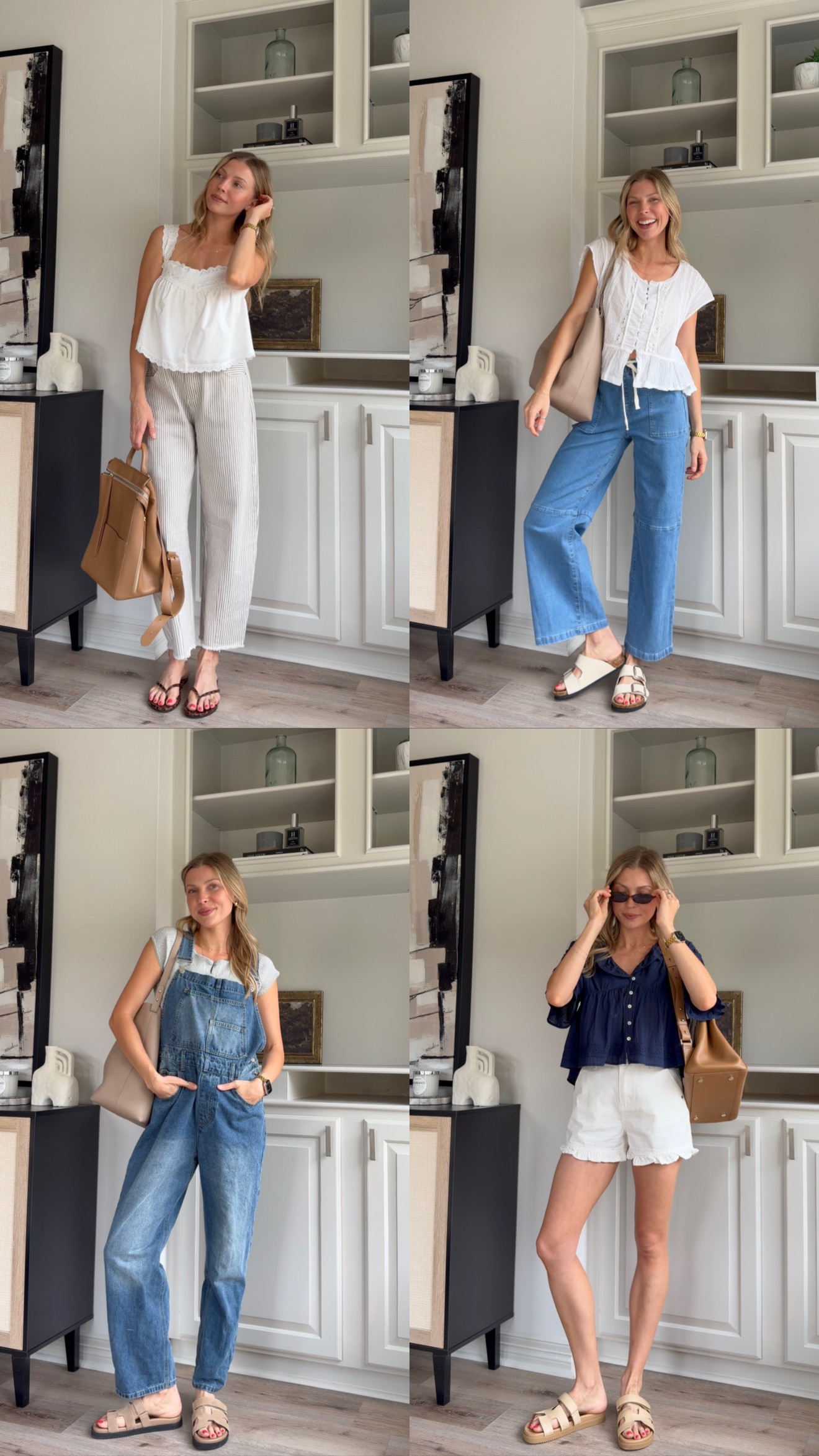 Nursing friendly summer outfit inspo | Wearing S in all tops, M nursing sports bra tank, S barrel denim, 4 drawstring denim, M overalls + 2 white shorts  

 #LTKootd #LTKmomlife #LTKTall