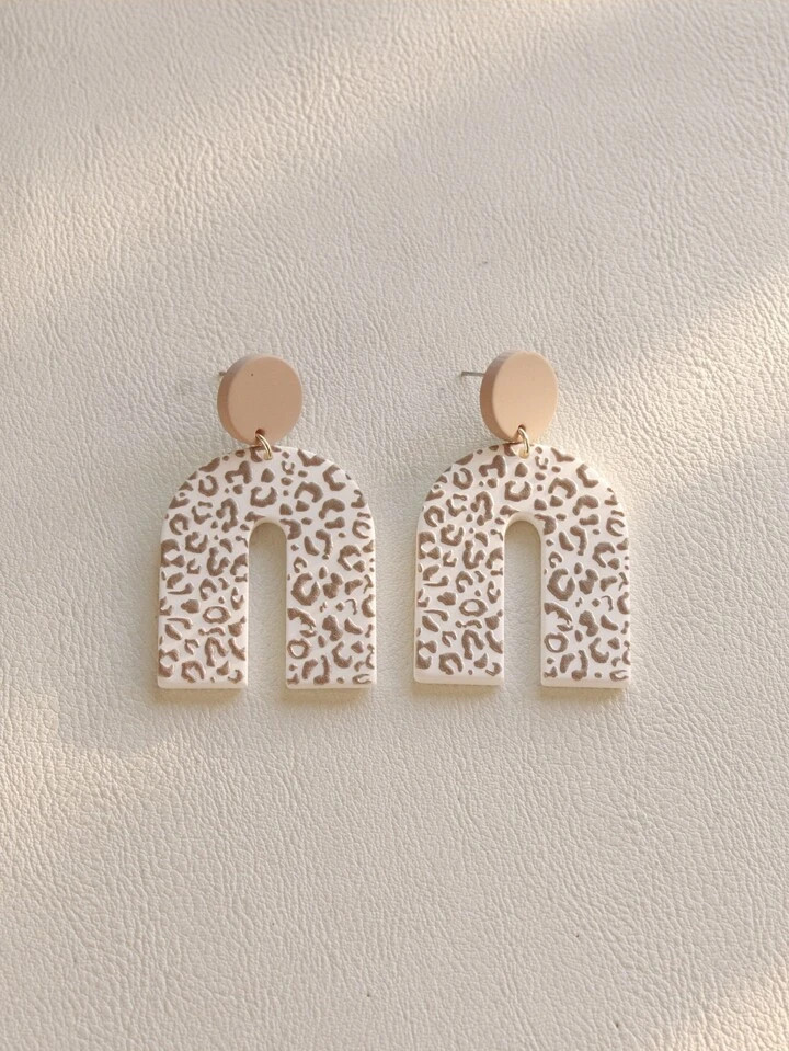 Leopard Pattern U Shaped Drop Earrings | SHEIN