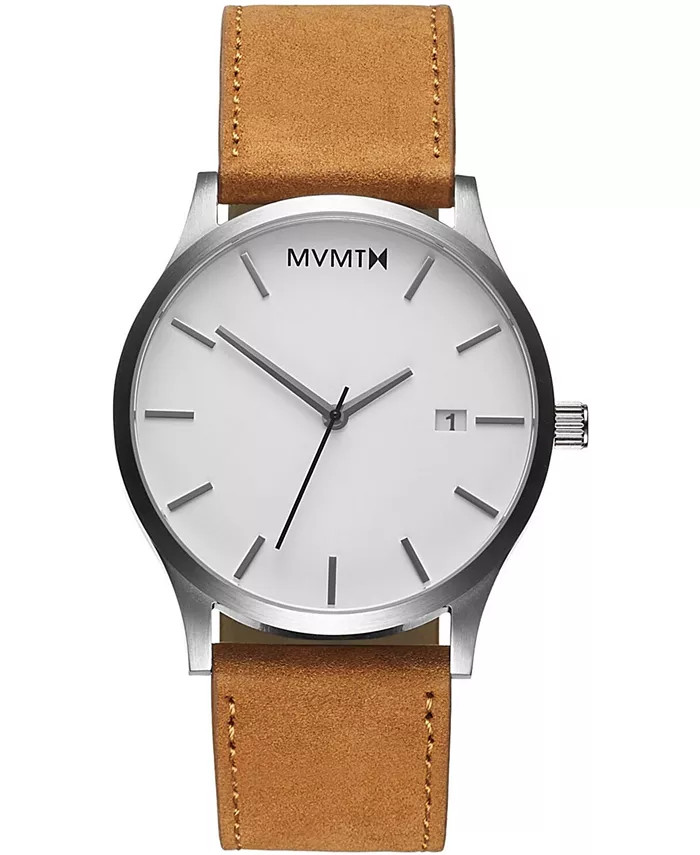 Men's Classic Tan Leather Strap Watch 45mm | Macys (US)