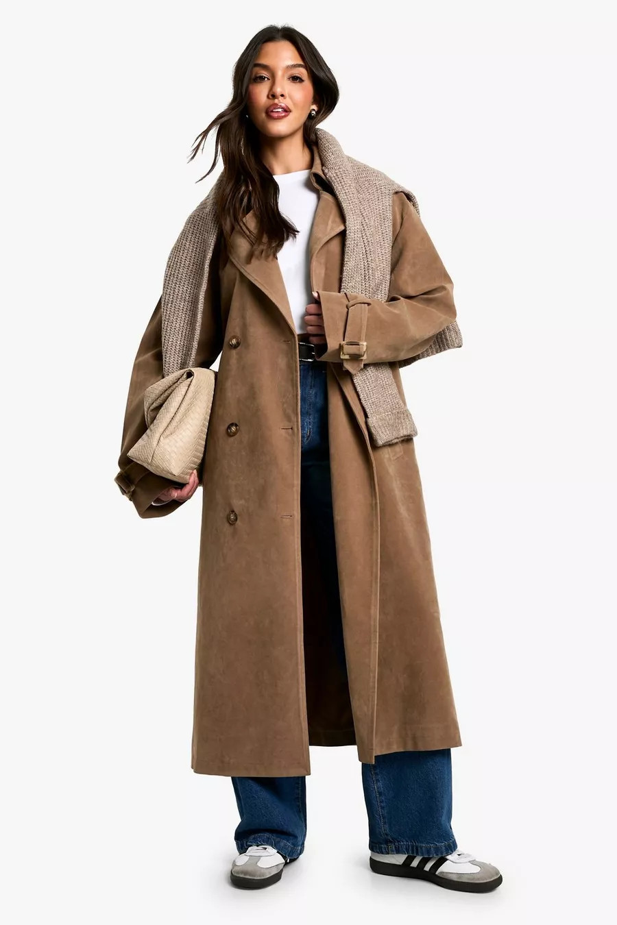 Vintage Look Suedette Trench Coat | Boohoo.com (UK & IE)