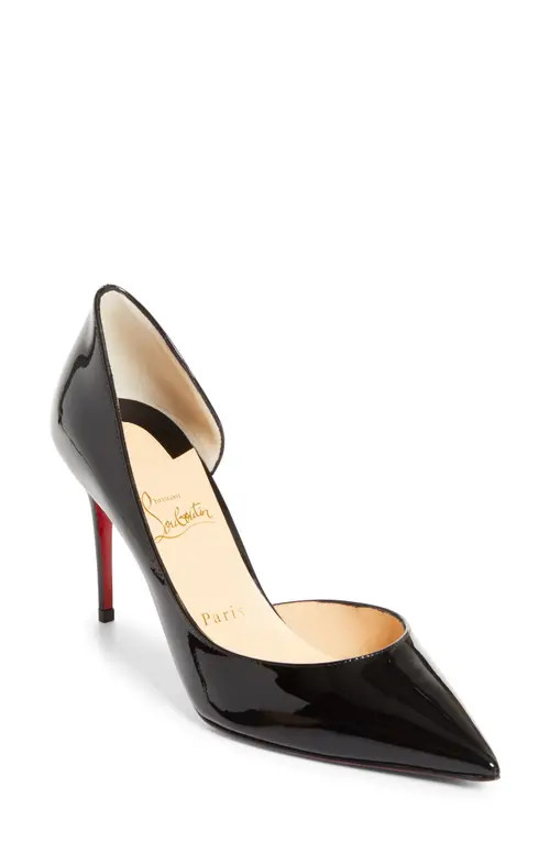 Christian Louboutin Iriza Pointed Toe Half d'Orsay Pump in Black at Nordstrom, Size 35 | Nordstrom