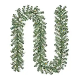 9 ft. Kingston Fir LED Pre-Lit Artificial Garland | The Home Depot