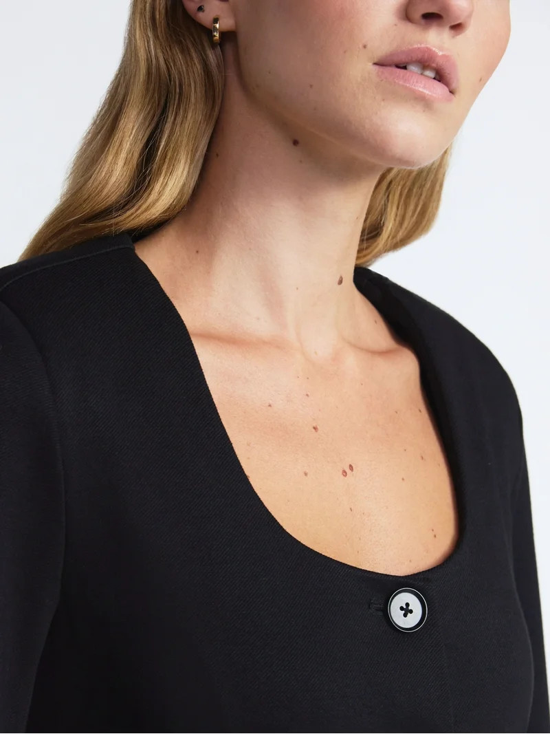 Scoop Women's and Women’s Plus Slim Fit Elongated Ponte Blazer, Sizes XS-4X - Walmart.com | Walmart (US)