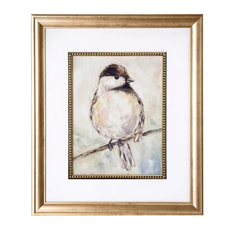 Crystal Art Gallery 12" x 14" Rectangle Bird Chickadee Art Painting Wood Brushed Gold Framed Wall... | Walmart (US)