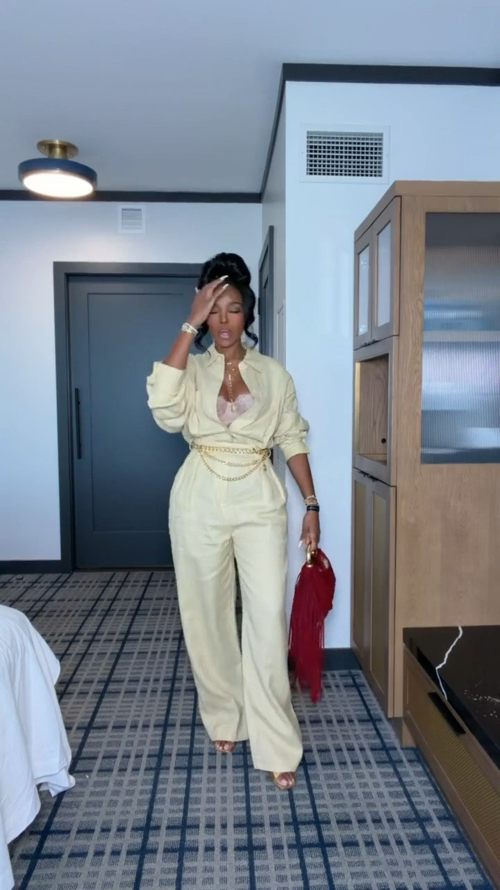 Scroll to shop! ✨ Monochrome neutrals, but make them anything but basic. 🤎 The tonal button-down + high-waisted trousers paired with layered gold chains creates such an elevated, luxe look—perfect for dinner, cocktails, vacation or a night out.

monochrome neutral outfit, neutral outfit women, beige outfit women, button down shirt outfit, high waisted trouser outfit, tailored pants outfit women, gold chain belt outfit, elevated neutral style, luxe outfit inspiration, classy night out outfit, dinner outfit women, vacation dinner outfit, chic going out outfit, petite outfit inspiration, transitional fall outfit, kirasfashionfinds

Wearing: Size Small/4 | 5’4” | 140 lbs | 34D-27-40

Download the FREE LTK app & follow @kirasfashionfinds

#LTKPetite #LTKSeasonal #LTKOver40
#LTKstorytime