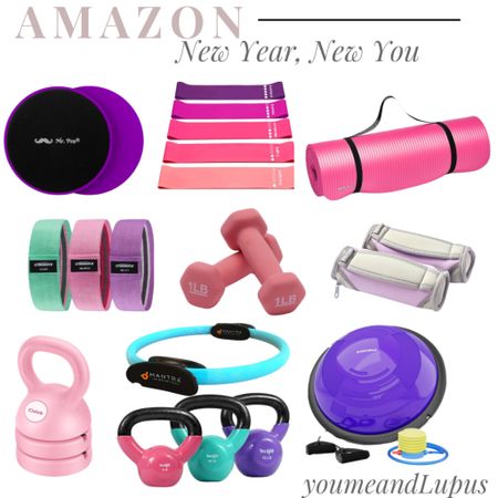 Amazon work out gear for home. A new year, a new you. Hand weights, kettlebell, resistant bands, Pilates ring, balance ball, exercise ball, hand weights, sliders, adjustable, kettle bells, yoga mat, thigh, master trainer, get in shape, Amazon finds, weighted ring, YoumeandLupus 

#LTKGiftGuide #LTKhome #LTKfitness