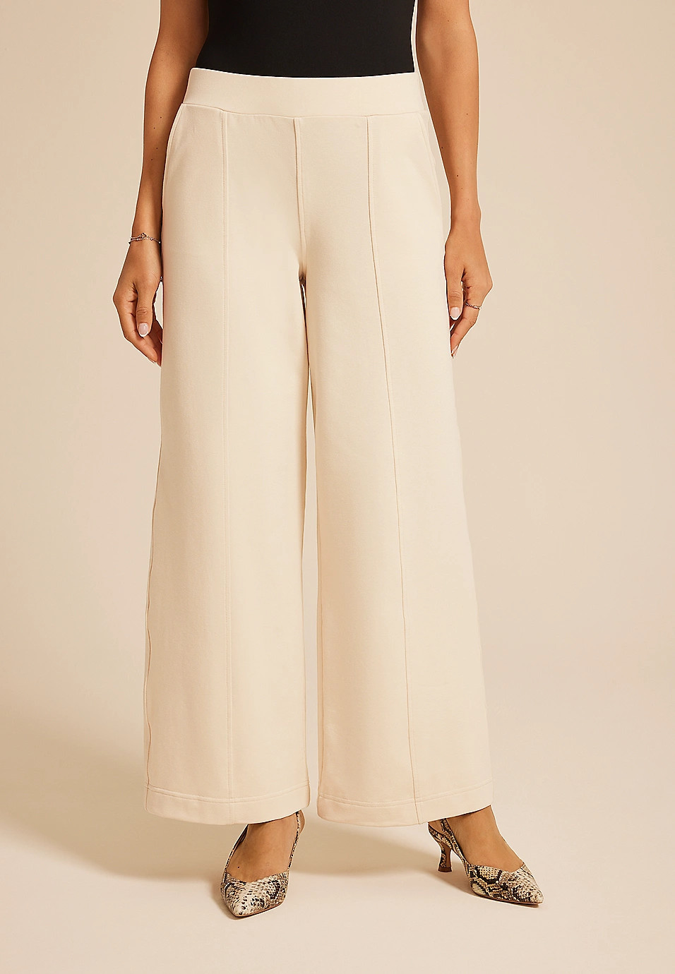 Knit High Rise Wide Leg Pant | Maurices