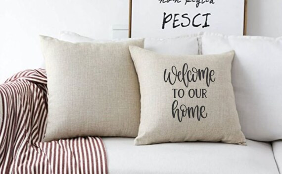 18x18" Welcome to our Home Throw Pillow Cover | Etsy (US)