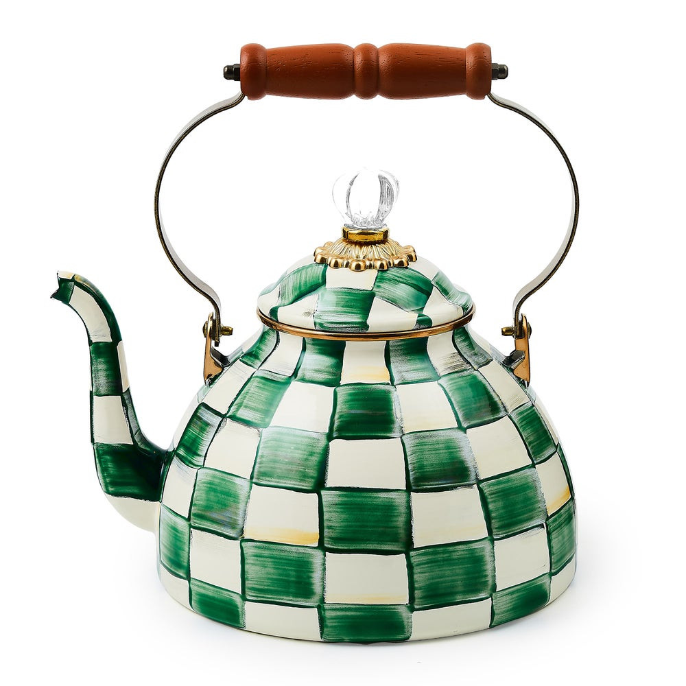 Emerald Check 3 Quart Tea Kettle | MacKenzie-Childs