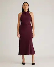 Washable Stretch Silk High Neck Midi Dress | Quince