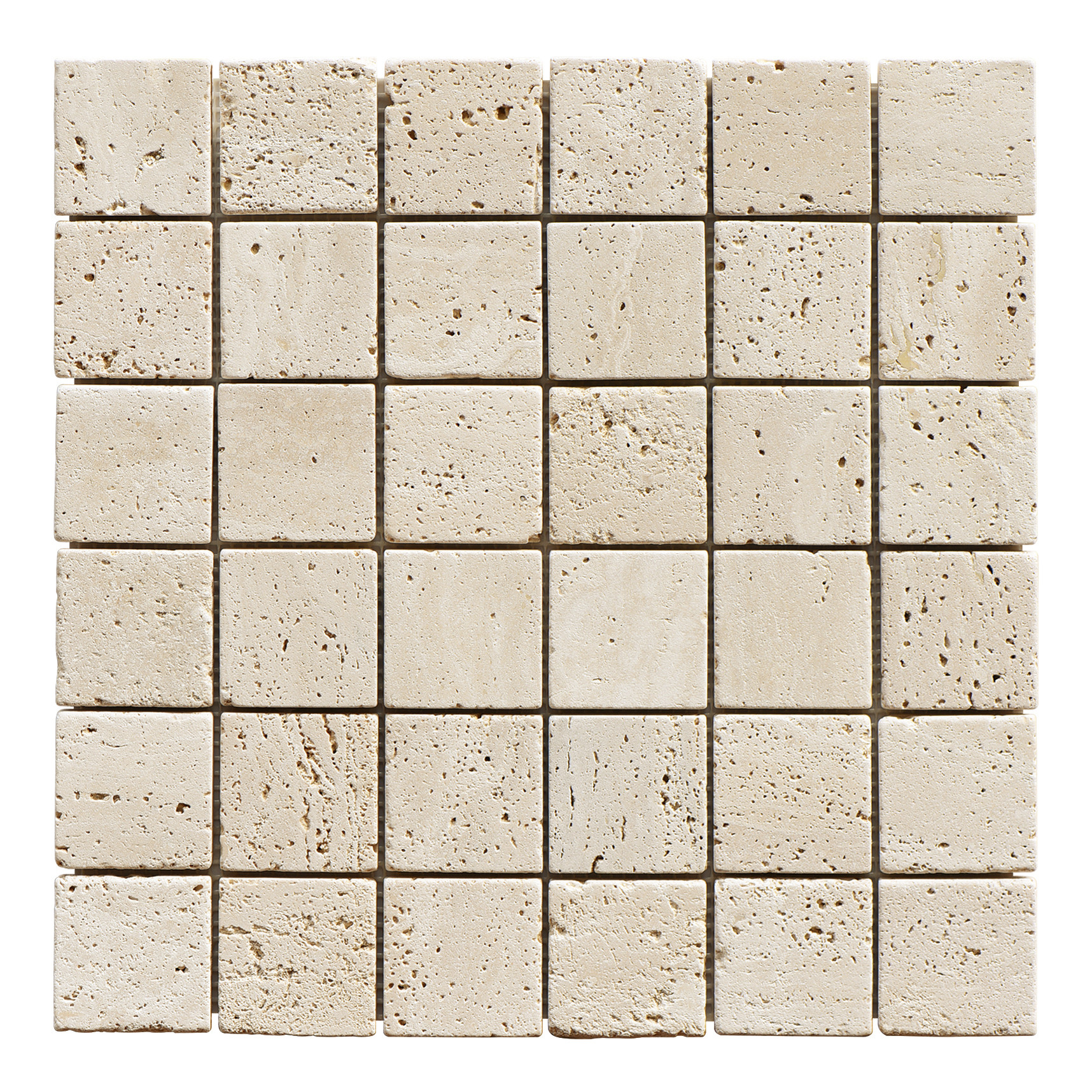 Nadia Tumbled Beige Small Square Travertine Mosaic Tile | Temple & Webster AU