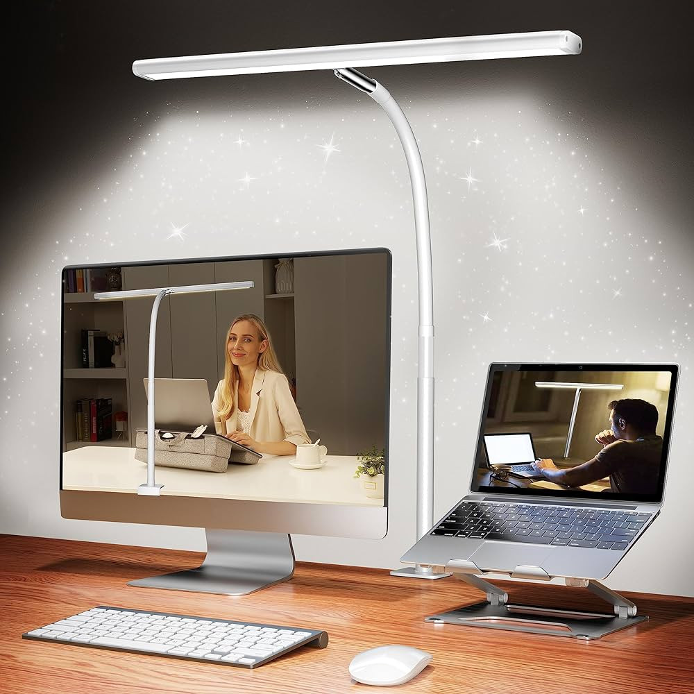 LED Desk Lamp for Office Home, Eye-Caring Desk Light with Stepless Dimming Adjustable Flexible Go... | Amazon (US)