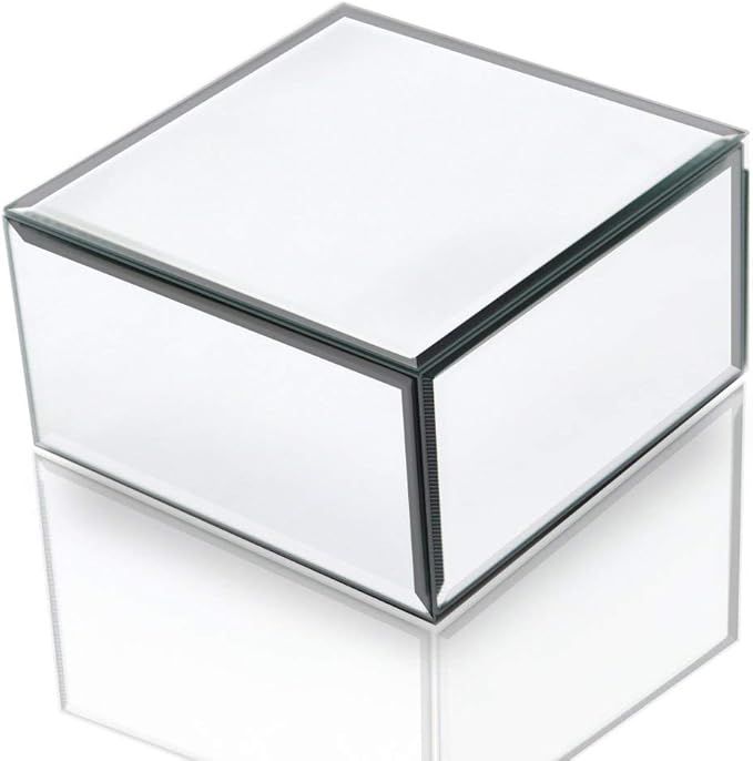 Qmdecor Square Jewelry Accessories Storage Collection Organizer Simple Design Mirrored Box Jewelr... | Amazon (US)