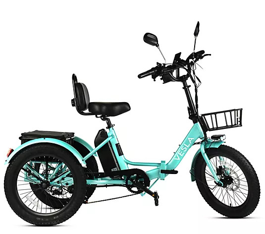 Vesla Folding Low-Step 750W E-Trike w/16MPH Speed & Accessories - QVC.com | QVC