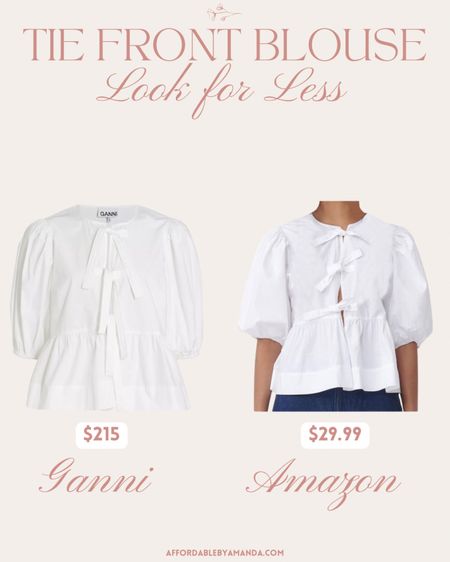 Ganni tie front blouse , ganni tie front top for women // I have the large in the Amazon look for less, it runs small 

#LTKSeasonal #LTKFindsUnder50 #LTKStyleTip