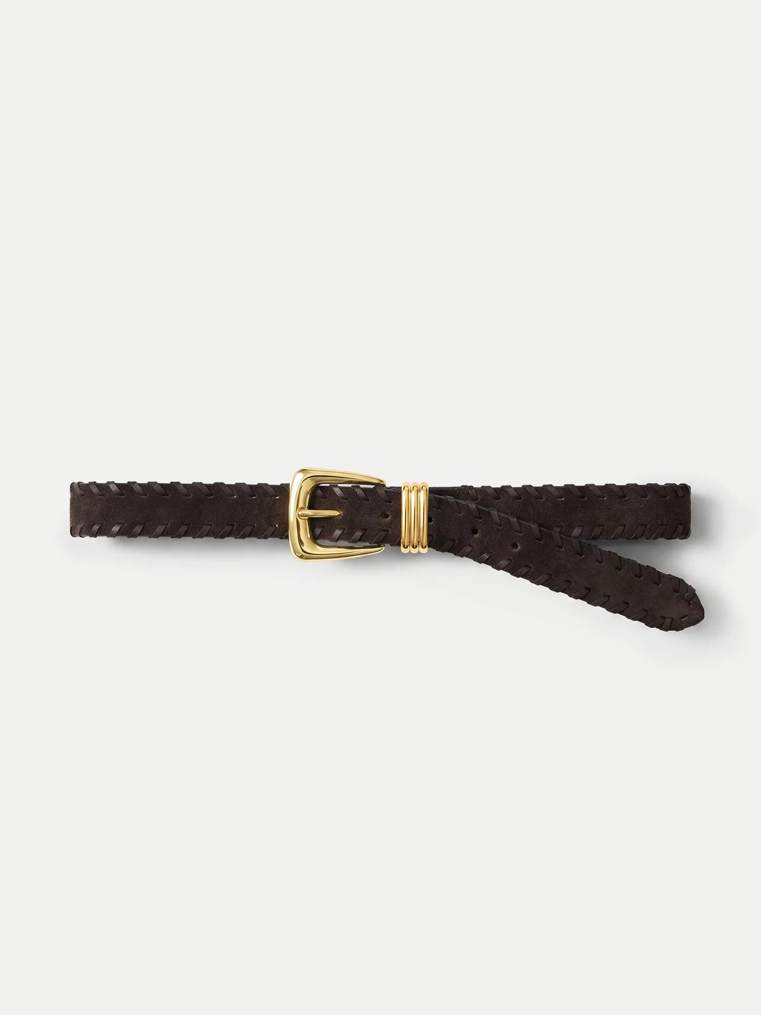 Arch Suede Whipstitch Belt in Brown Espresso | Veronica Beard | Veronica Beard
