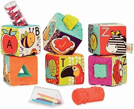 B. toys by Battat ABC Block Party Baby Blocks – Soft Fabric Building Blocks for Toddlers – Ed... | Amazon (US)