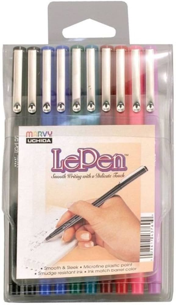 Uchida LePen Porous Point Pen, 10 Count (Pack of 1), Black, Blue, Red, Green, Pink, Lavender, Bur... | Amazon (US)