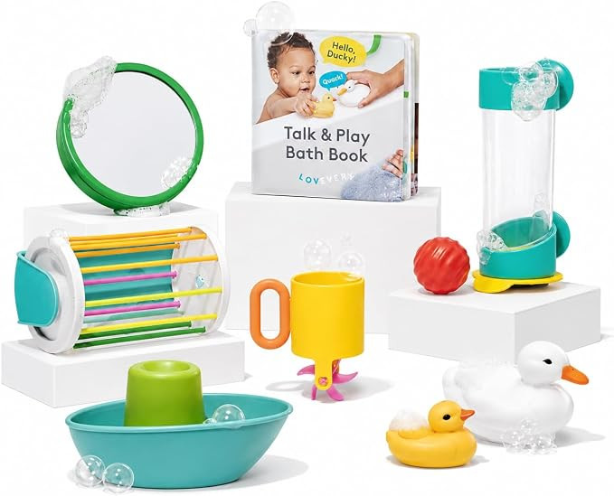 LOVEVERY, The Bath Set, 9-Piece Bath Toys with Play Guide, Early Development for 9+ Months | Amazon (US)