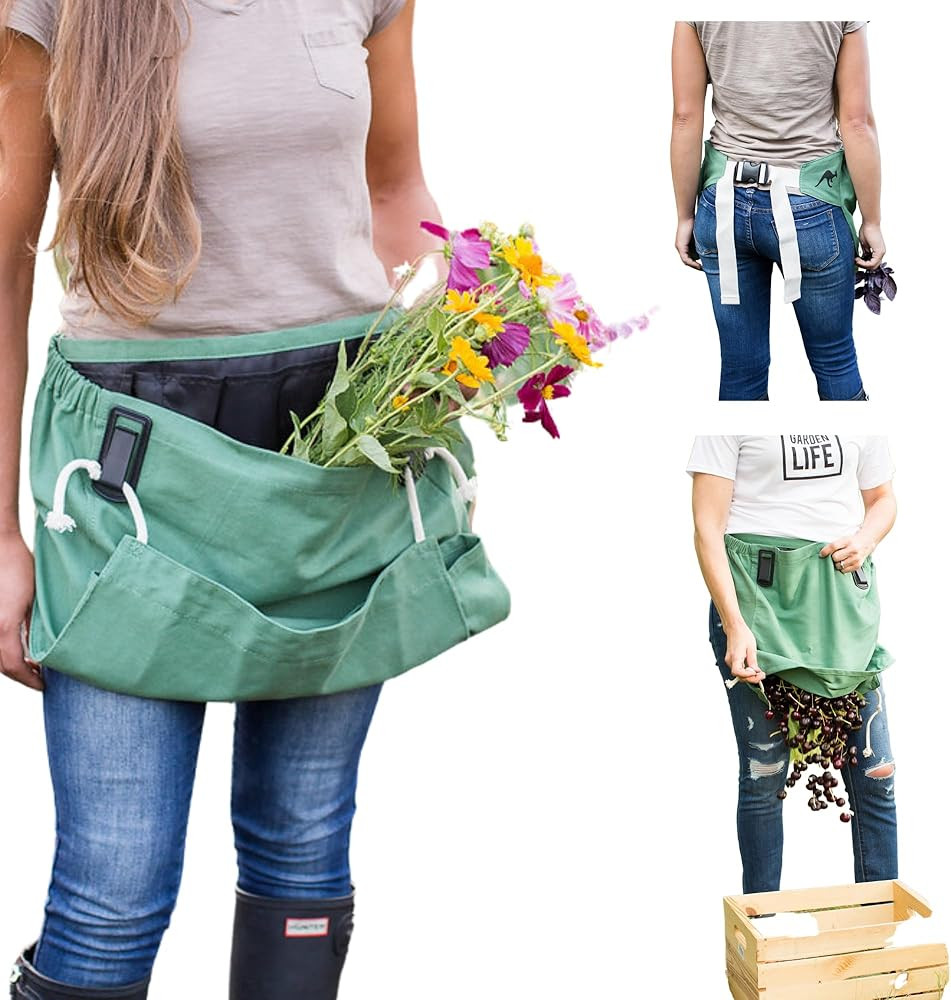 Roo Gardening Apron with Pockets & Harvesting, Picking Pouch - Adjustable, Water-resistant, Washa... | Amazon (US)