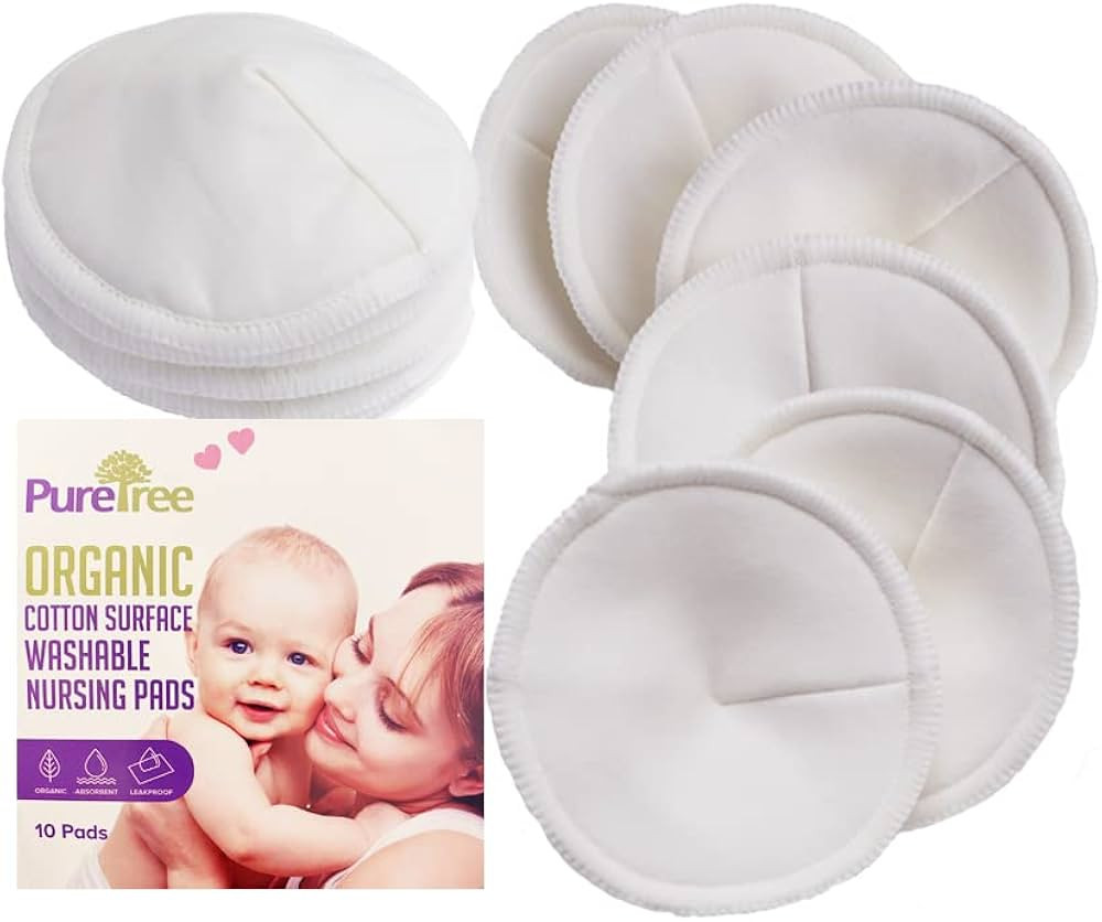 Organic Cotton Washable Nursing Pads - PureTree Reusable Breastfeeding Pads 4.5" Diameter (Pack o... | Amazon (US)