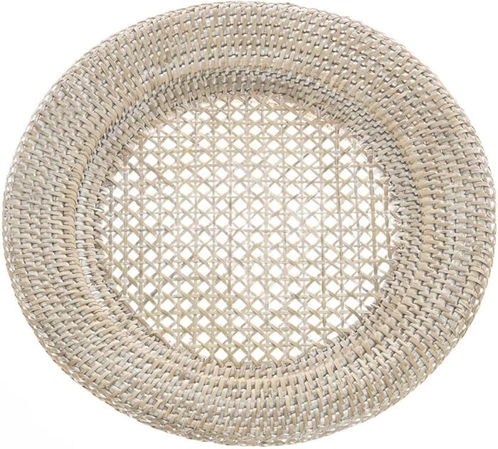 KOUBOO Round Rattan Charger Plate, White Wash (Pack of 2), 12.5 inches x 12.5 inches | Amazon (US)