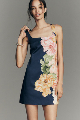 Maeve Square-Neck Printed Mini Dress | Anthropologie (US)