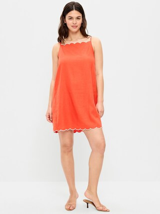Scalloped-Edge Apron-Neck Mini Shift Dress | Old Navy (US)