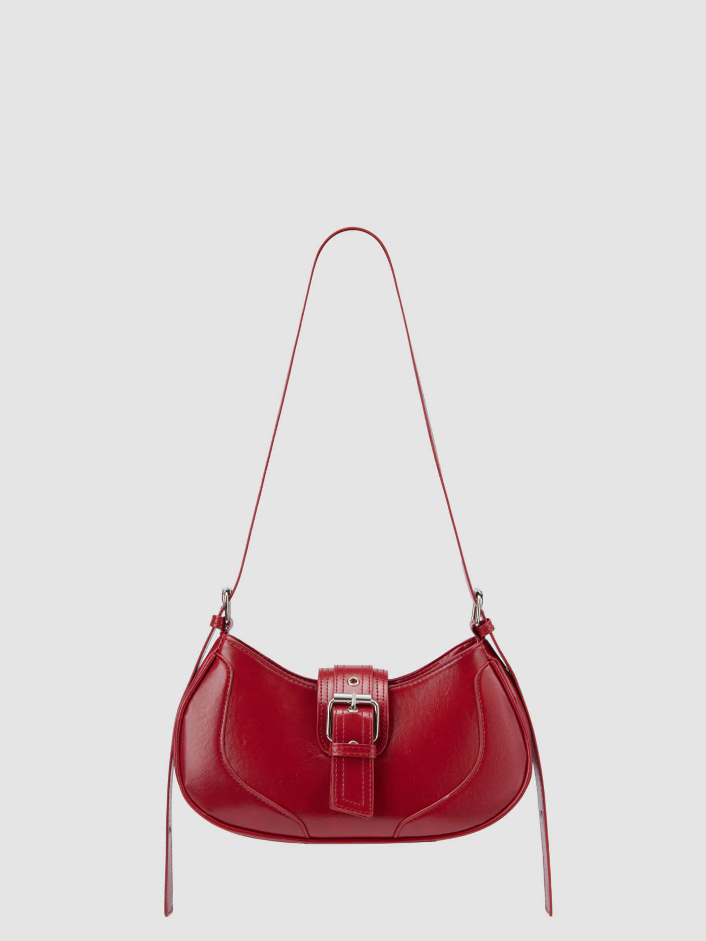 Distressed Texture Crescent Shape Buckle Decor Shoulder Bag | Cider