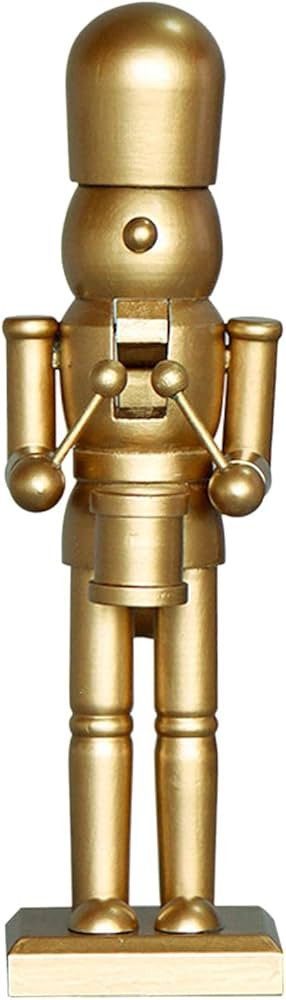 10 Inches Golden Wood Nutcracker Soldier Drummer Christmas Figures Toy Holiday Xmas Decor for She... | Amazon (US)