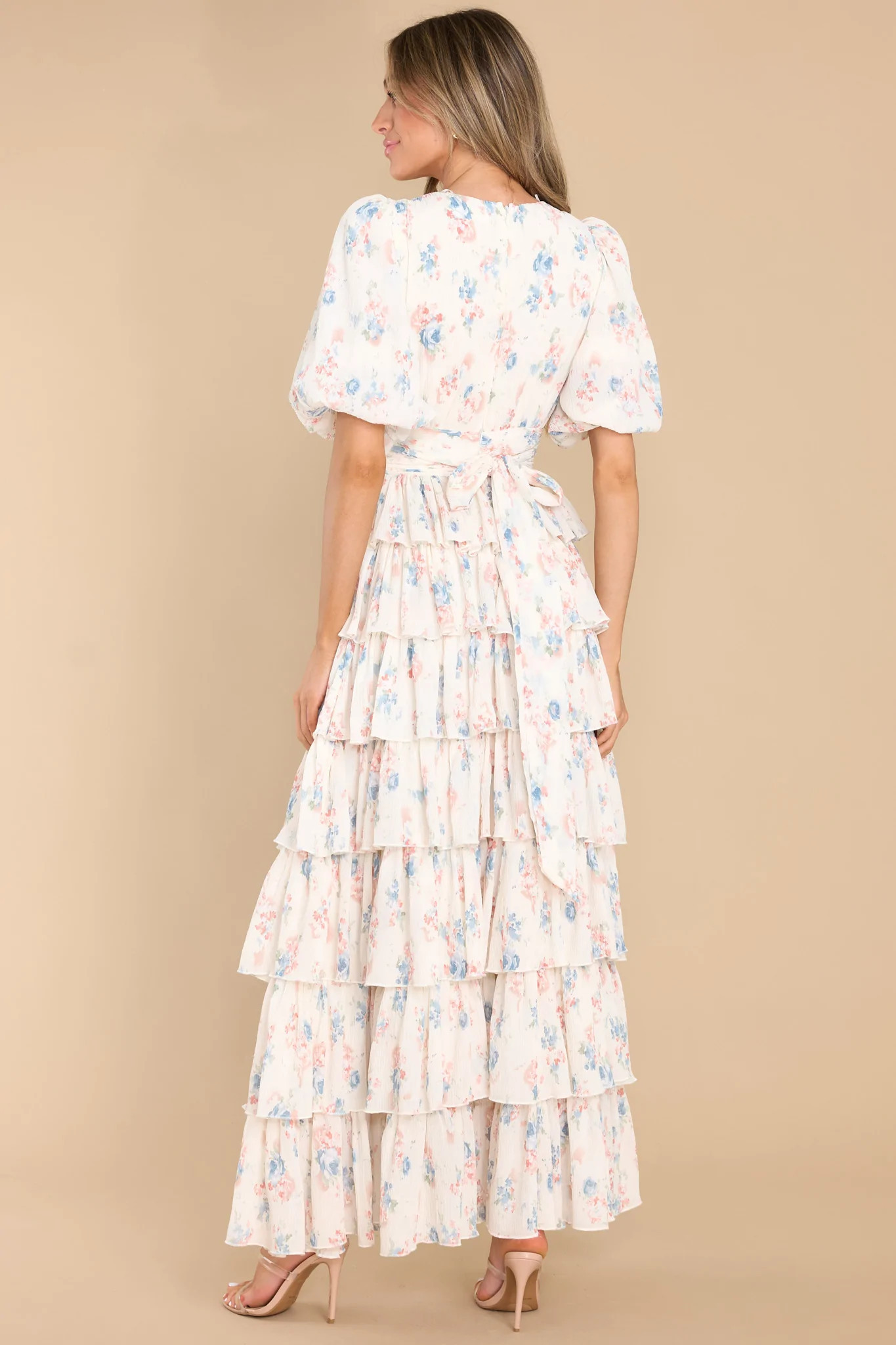 Yearning For Love Ivory Floral Print Maxi Dress | Red Dress 