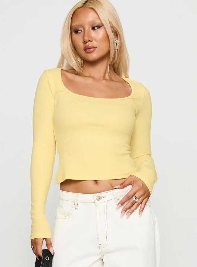 Baseline Long Sleeve Top Yellow | Princess Polly US
