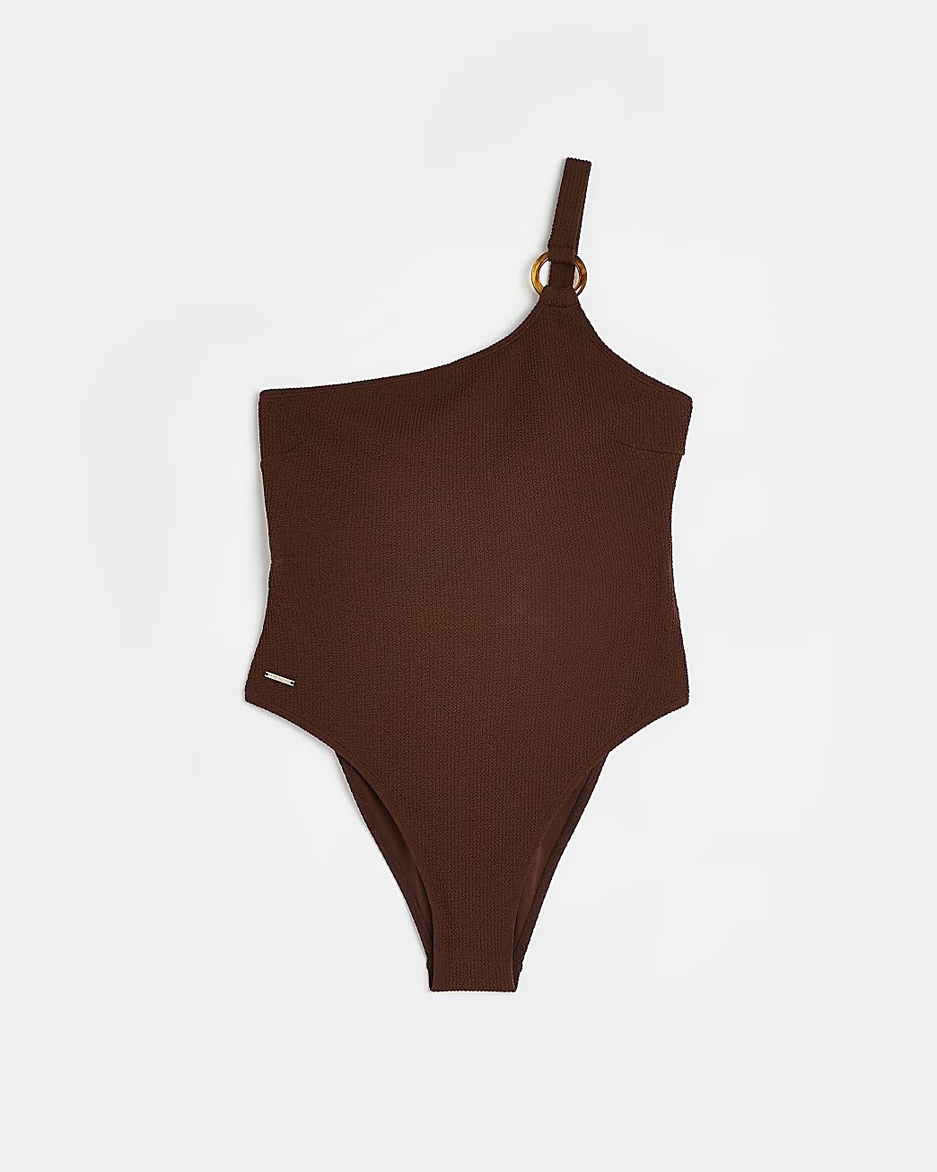 Brown one shoulder swimsuit | River Island (US)