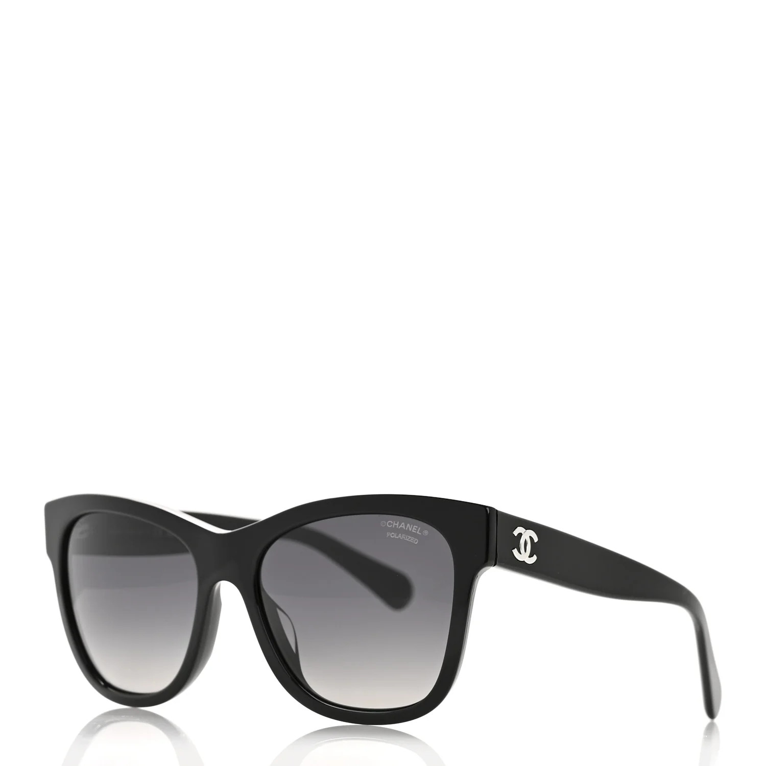 Acetate Polarized Square CC Sunglasses 5380 Black | FASHIONPHILE (US)