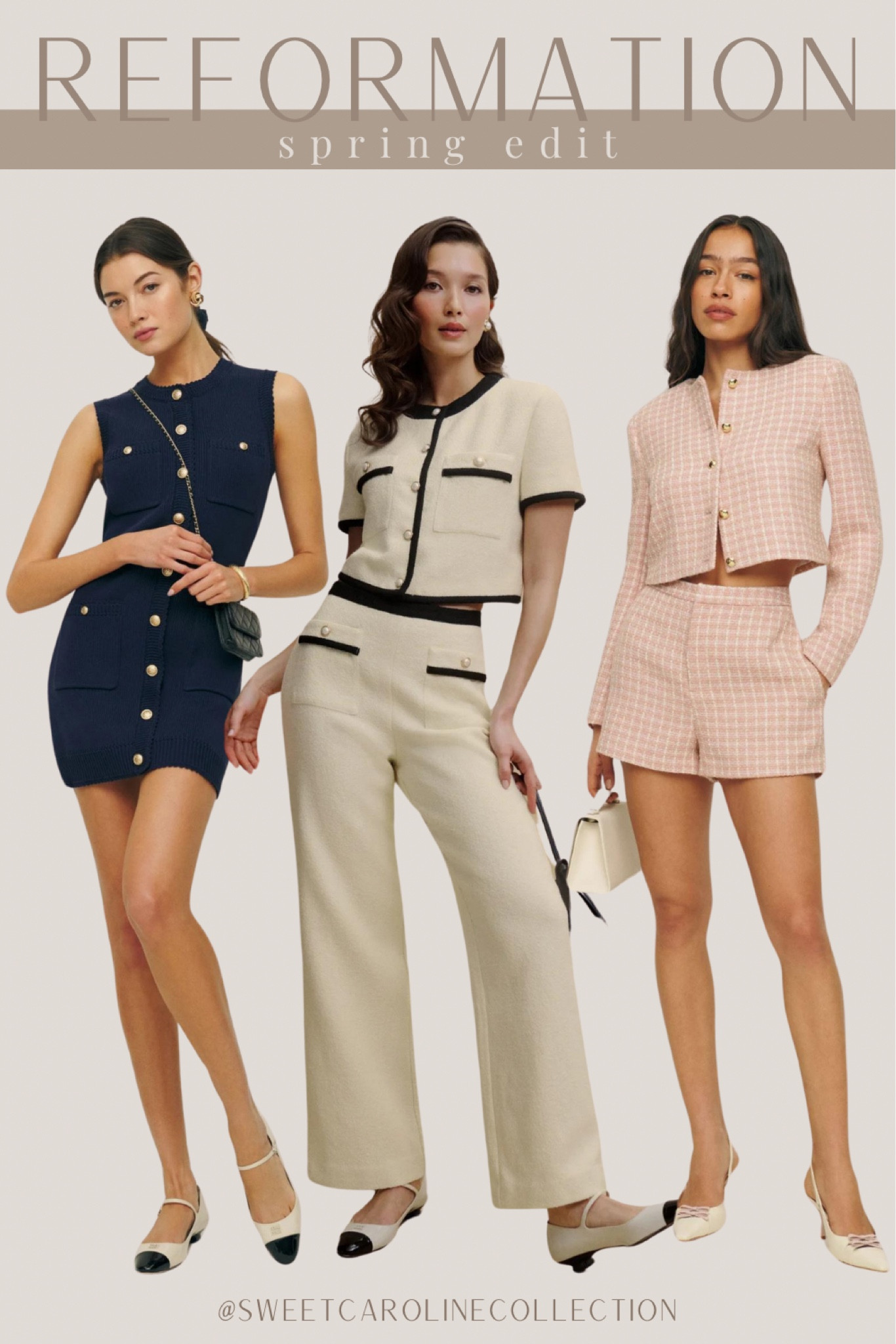 Reformation Spring Edit 🤍 

Set, dress, spring, style, Sweater, cardigan, satin pants, trousers, jeans, turtleneck, midi skirt, mini skirt, stripe sweater, shoes, jeans, dress, bag, purse, jewelry, hat, turtleneck, scarf, skirt, coat, blazer, pants, sweater dress, bodysuit, vest, jacket, top, blouse, blazer, thanksgiving outfit, fall style, fall fashion, mango, aritzia, Zara, H&M, j.crew, workwear, office outfit, style, luxe, high end, classic, chic, winter style, fashion, holiday outfit, sale alert, under 300, under 200, under 100, under 50, new arrivals, best seller, sweet Caroline collection 

#LTKSeasonal #LTKstyletip #LTKworkwear