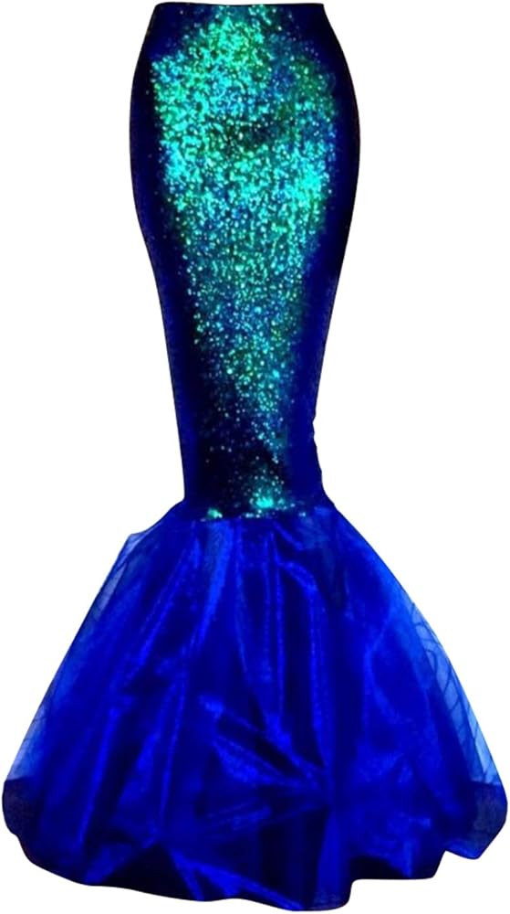 Quesera Women's Mermaid Tail Costume Sequin Maxi Skirt Cosplay Halloween Party Dress | Amazon (US)