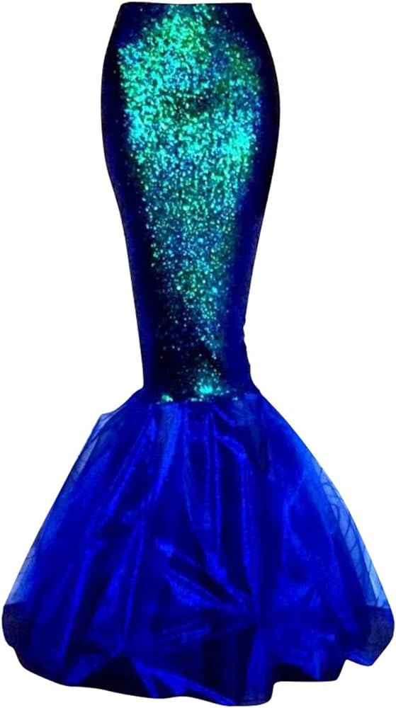 Quesera Women's Mermaid Tail Costume Sequin Maxi Skirt Cosplay Halloween Party Dress | Amazon (US)