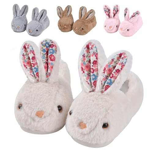 JACKSHIBO Toddler Slippers Girls Boys Cute bunny House Slipper for Home Indoor Winter Bedroom Non Slip Rabbit Warm shoes | Amazon (US)