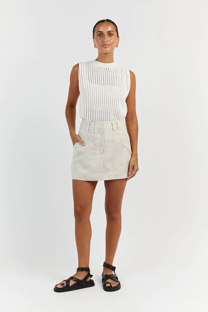EVA NATURAL LINEN SKORT | DISSH