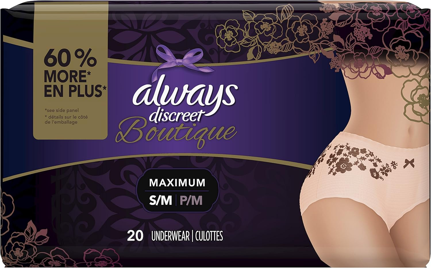 Always Discreet Boutique Incontinence & Postpartum Underwear for Women, Peach, Small/Medium, 20 C... | Amazon (US)