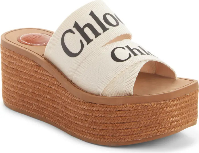 Woody Logo Espadrille Platform Slide Sandal | Nordstrom
