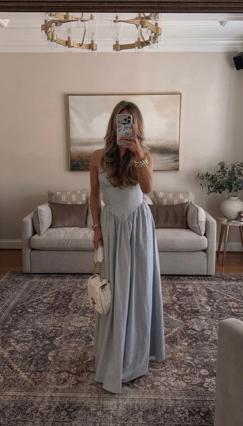 a perfect nautical blue striped maxi 🤍wearing size xs!

#LTKgrwm #LTKootd #LTKdayinmylife