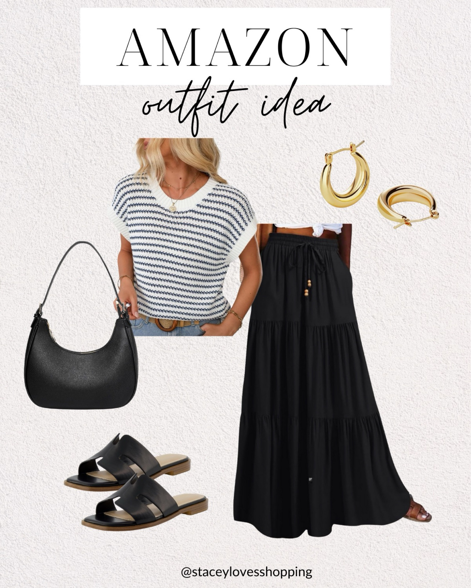 Outfit idea with this adorable black maxi skirt and crochet sweater top. This crescent bag also doubles as a crossbody bag. Add some sandals and gold earrings to complete the look! Would be great for work or a teaching outfit too!



#LTKStyleTip #LTKFindsUnder50 #LTKOver40