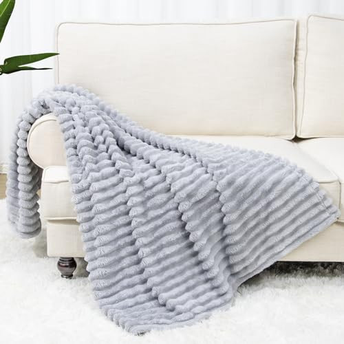 Soft Blanket Plush Grey Throw Blanket Fleece Throw Blankets for Bed | Amazon (US)