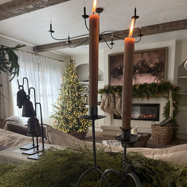 Unscented Ribbed Taper Candle Box Set of 12 Brown | Antique Farm House