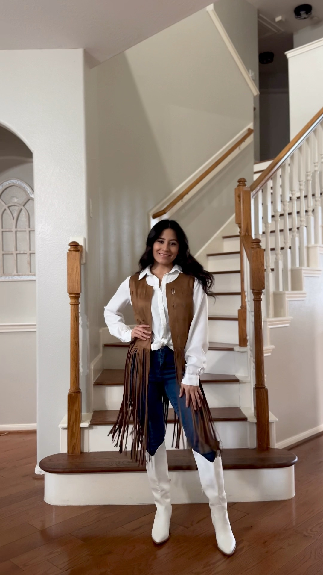 Western Fringe Vest wearing size XS
Cowgirl boots size 6 

#LTKStyleTip #LTKFindsUnder50 #LTKFindsUnder100